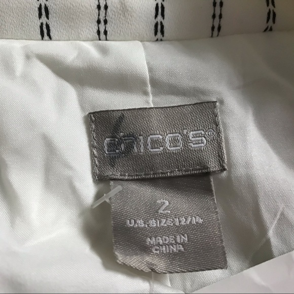 Chico’s Striped Drape Blazer Size 2 /12-14 White - Picture 5 of 7